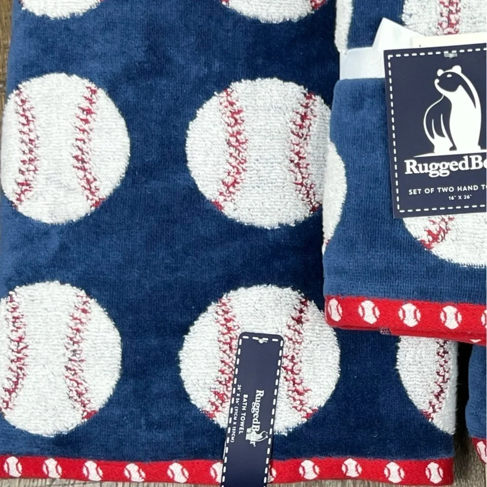 Rugged Bear - ‘Baseball’ bath towel set. NWT Firm! No offers please!
